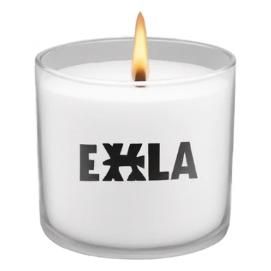 White glass candle RXLA black letter sticker