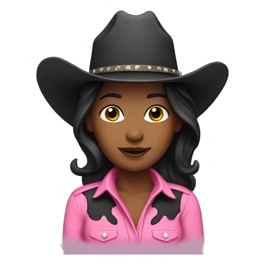 Cowgirl wearing pink with black hair sticker