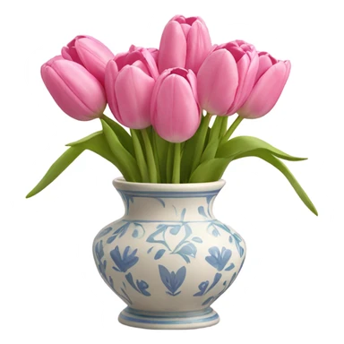 Pink tulips in cute vase sticker