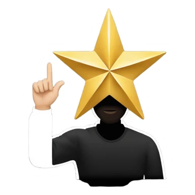 Gold star with silhouette of man pointing up into the air sticker