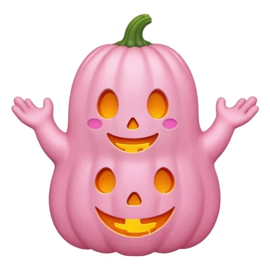 pastel pink ghost with orange pumpkin kawaii style sticker