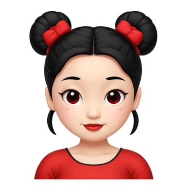 pucca character, winking, red dress, black hair buns, no text sticker