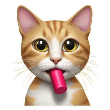Cat putting on lipstick sticker