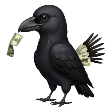 crow with cash  sticker