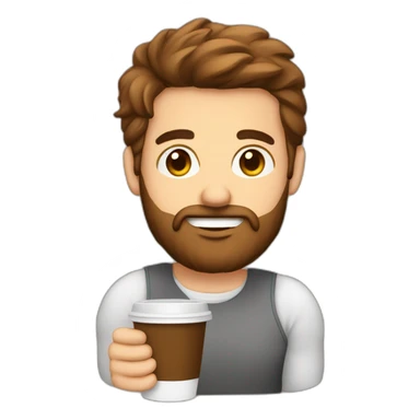 homem com barba com um copo café sticker