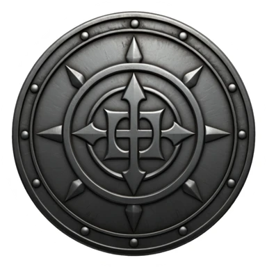 Minimal emoji, gothic metal coin made of black steel, engraved word FORTUNA at the center, ancient industrial aesthetic, worn metal texture, no glow, no neon, flat emoji design, centered, transparent background sticker