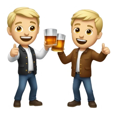 Two guys cheering with whisky sticker