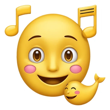 yellow emoji whistling with music notes coming out its mouth and side-eyeing sticker