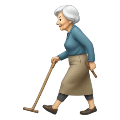 Cane walking old woman sticker
