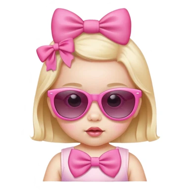 Baby girl with pink bow wearing sunglasses  sticker