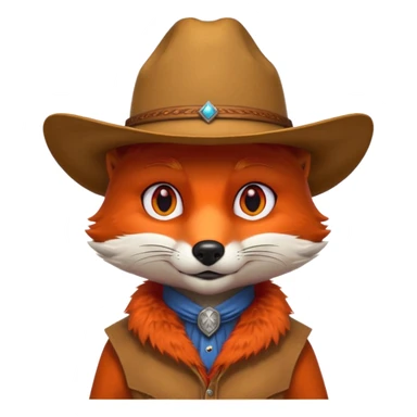 fox with cowboy hat sticker