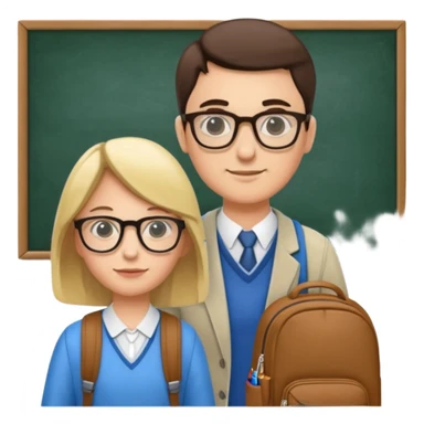 classroom with a teacher and a single student sticker