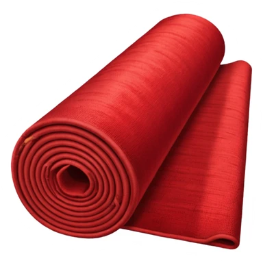  A full red rug, rolled up, once sticker
