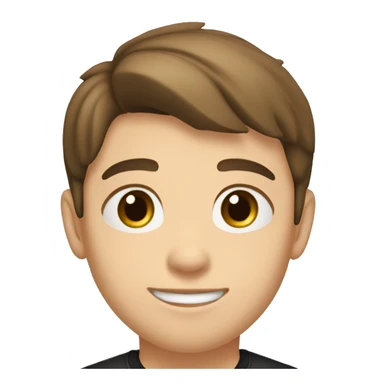 light brunette boy, brown hair and eyes, short hair to the side, black shirt with LDC EXPRESS written on it sticker