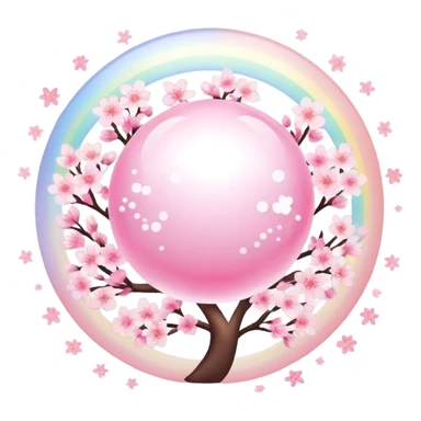 Cute Pastel pink and white Cherry Blossom Sakura Starburst Rainbow Planet sticker