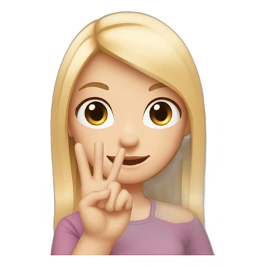white skin girl with blonde hair showing THREE fingers up on her one hand sticker
