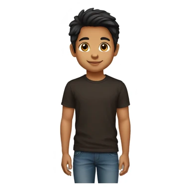 5 year old tongan Boy tan skin black/brown hair brown eyes black t-shirt sticker