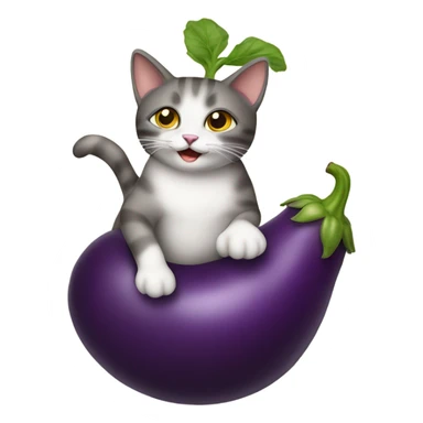 Cat riding eggplant sticker