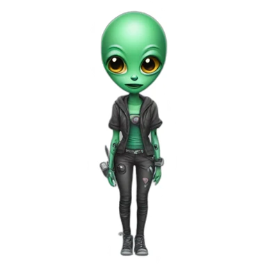 Alien as a tattoo artist sticker