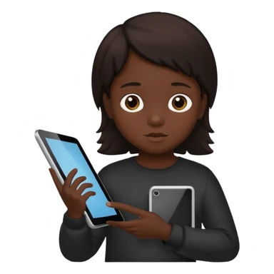 child silhouette holding a tablet sticker