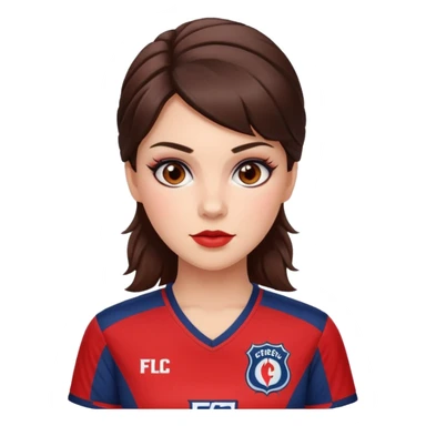 Brunette woman wearing chicago fire fc jersey with cute makeup on sticker