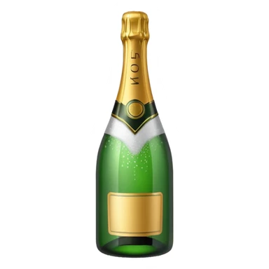 green champagne bottle with white middle and top sticker