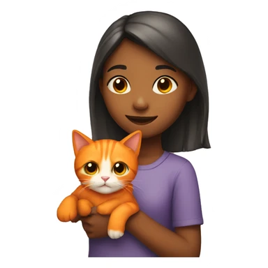 Girl holding an orange cat sticker
