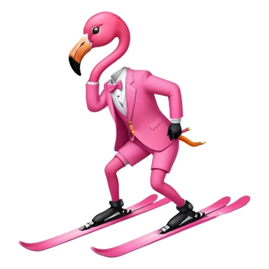 flamingo skiing with pink suit sticker