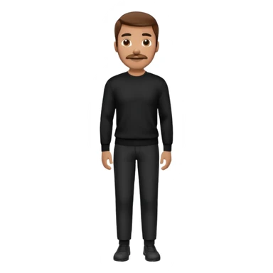 man with mustache, brown hair, 33years old, shirt, high temple Black pullover with a white shirt underneath and black fabric trousers 👕🖤👖 sticker