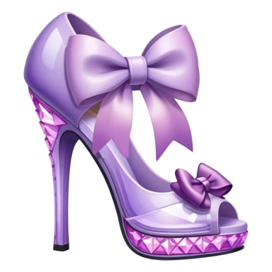 lilac crystal heels with lighter lilac bow sticker