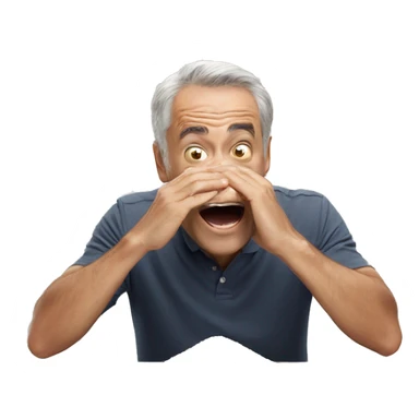 Man smelling thin row of salt on table excited sticker