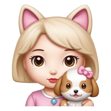 Hello Kitty with dog sticker