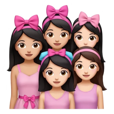 3 brown friends having fun, one with black hair, 2 with brown hair, girly style sticker