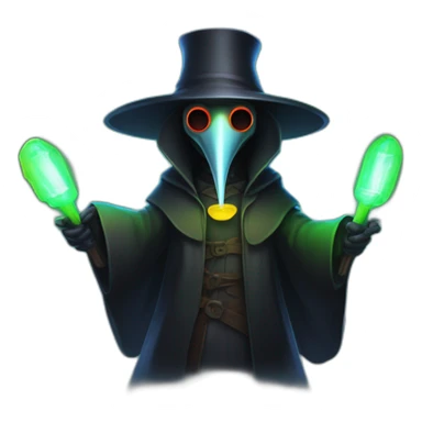 hype plague doctor with glow sticks in hands sticker