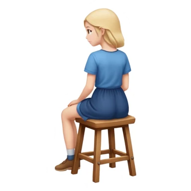 The girl is sitting facing backwards on a stool. sticker