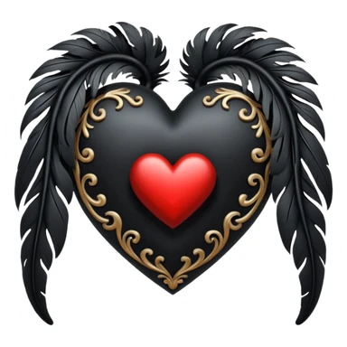 goth heart with a black feather sticker