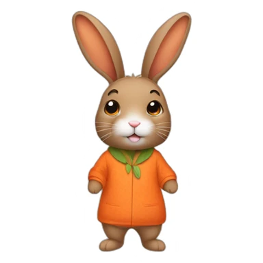 cute brown aesthetic rabbit dressed with carrots printed on his pajamas sticker