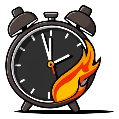 cartoon sticker of a clock on fire sticker