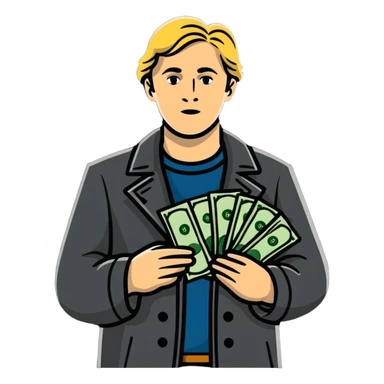 Nikolai Astrup, Norwegian politician, holding a pack of money in his hand sticker