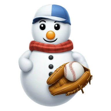 snowman with a baseball glove sticker