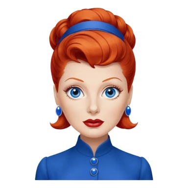 Lucille Ball with blue eyes, red hair, cobalt blue outfit sticker