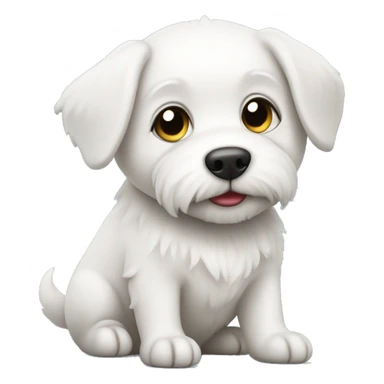 little white dog with ball sticker