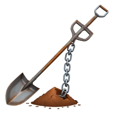 a shovel breaking a chain, focus on action sticker