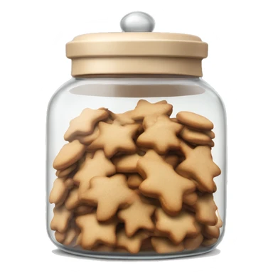 Realistic glass cookie jar with beige white lid full of gingerbread cookies isolated. sticker