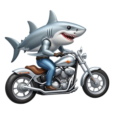 Shark riding a Harley.  sticker