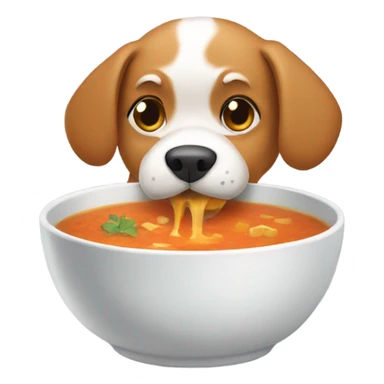 Dog eating soup sticker