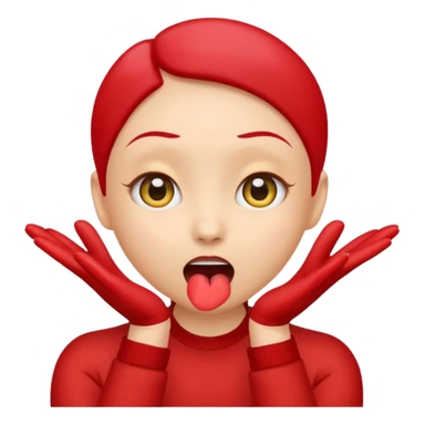 emoji with big anime like eyes like big cute eyes, puckered lips, red cheeks, Little excited clasp with their hands up by their cheeks, yellow skilled emoji no hair  sticker