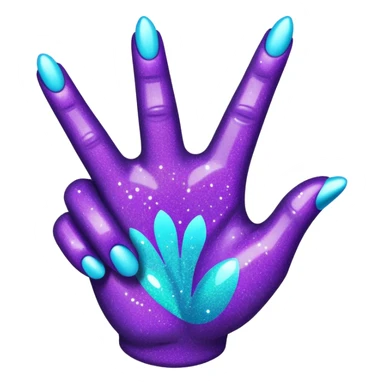 Glitter Roxo e Ciano Mão apontando para direita sticker