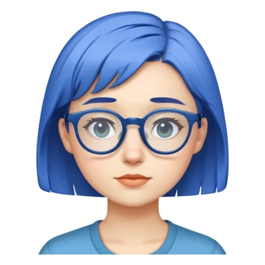 Girl with short blue hair and glasses  sticker