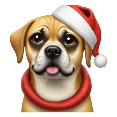 Puggle wearing Christmas hat sticker